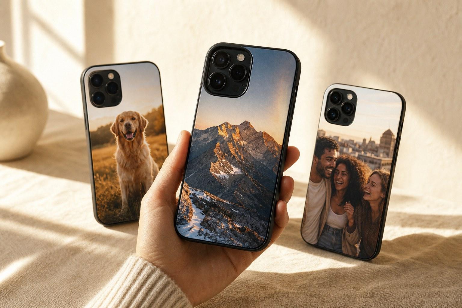 PrintCase kinkekaart: ümbrised erinevate fotodega — koer, mäed, sõbrad